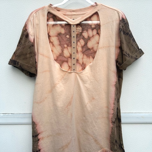 Affliction Standard Series T Shirt Women S Tie Dye Pink Brown Studs Biker Grunge - Picture 7 of 12